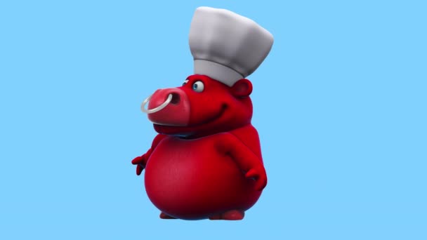 Funny Cartoon Character Bull Chef Animation — Stockvideo