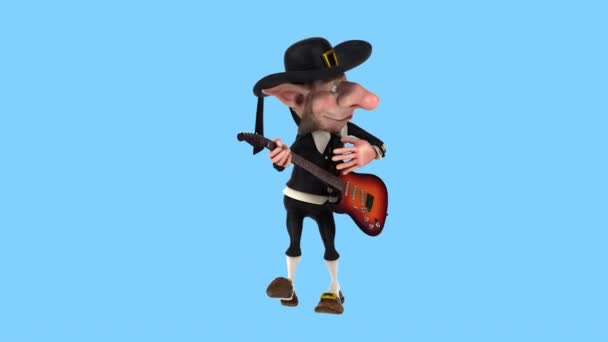 Fun Korrigan Character Guitar Illustration — Stockvideo
