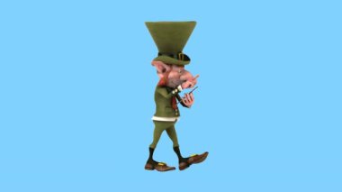 Fun leprechaun  with smartphone   - 3D animation 