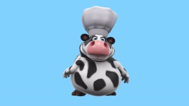 Funny cartoon character cow  chef  - 3d animation 