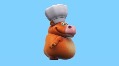Funny cartoon character cow  chef  - 3d animation 