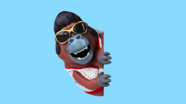 Fun Gorilla Character Rocker Illustration — Stok video