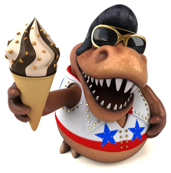 Fun Cartoon Illustration Trex Rocker Ice Cream — Stockfoto