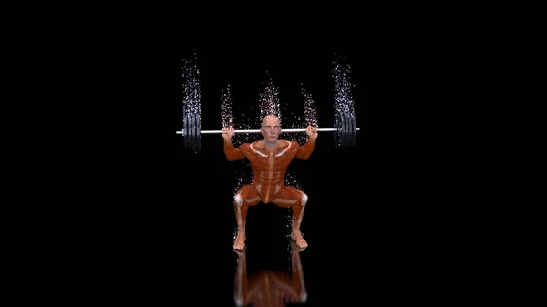 Abstract Illustration Man Doing Squats Black — Stock Photo, Image