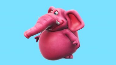 pink elephant, Fun cartoon character   - 3D animation 