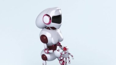 woman robot  character  with pill   - 3D animation 