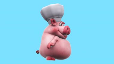 Funny cartoon character  pig  chef    - 3d animation 