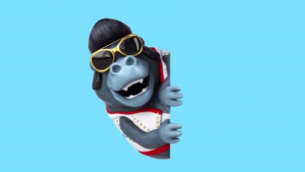 Fun Gorilla Character Rocker Illustration — стоковое видео