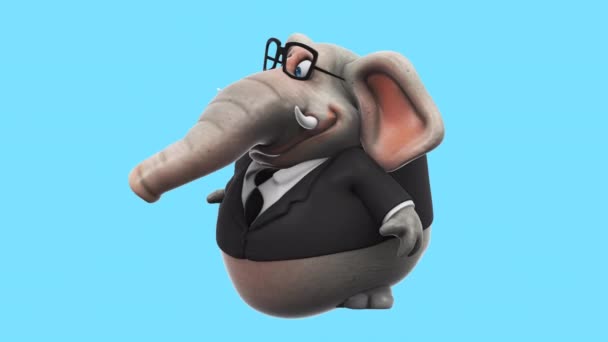 Homem Negócios Elefante Divertido Personagem Desenho Animado Animação — Vídeo de Stock