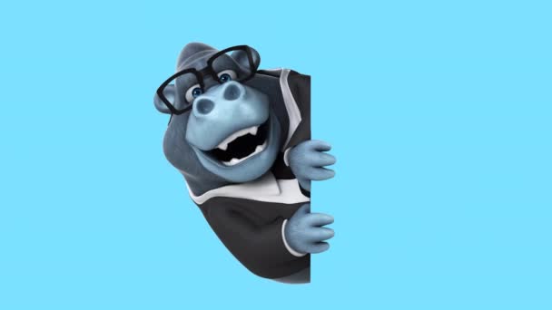 Fun Gorilla Character Businessman Illustration — стоковое видео