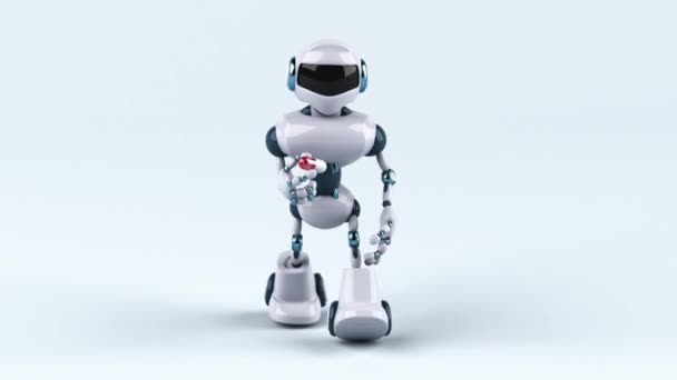 Big Robot Character Pill Animation — Stockvideo