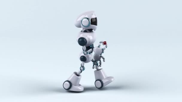 具有药丸 3D动画的大型机器人角色 — 图库视频影像