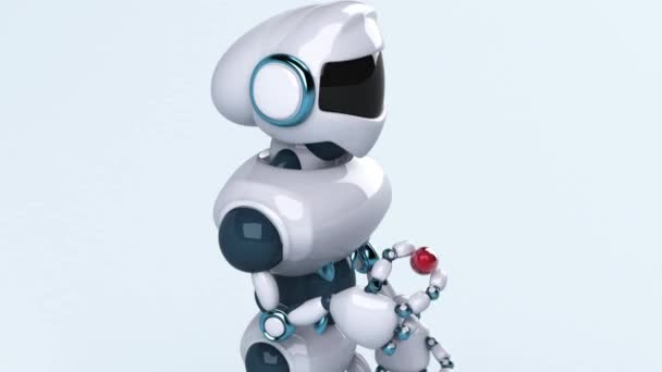 錠剤の大きなロボットキャラクター 3Dアニメーション — ストック動画