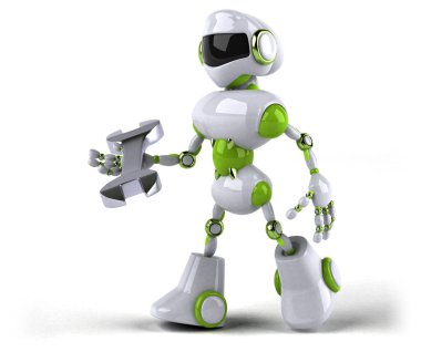 Green robot  with tool - 3D Illustration