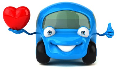 Eğlenceli araba ile kalp - 3d çizim