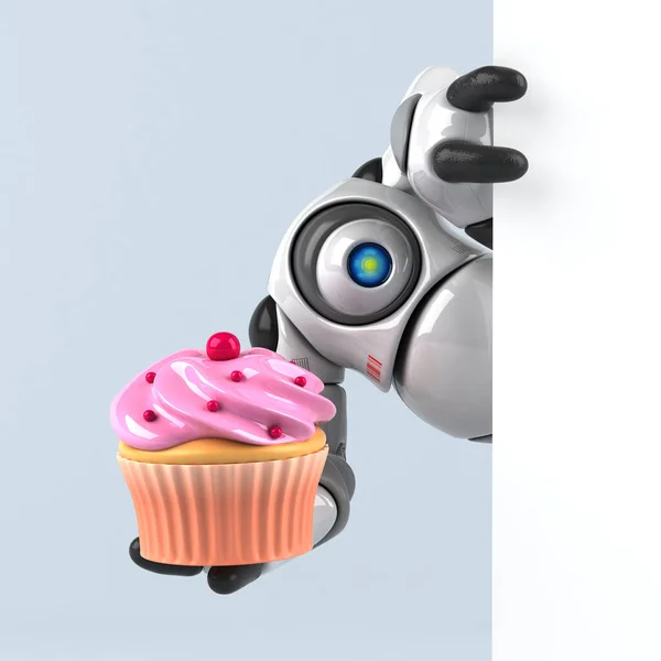 Robot Met Cupcake Illustratie — Stockfoto