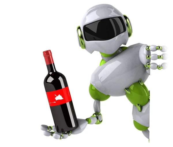 Zielony Robot Winem Ilustracja — Zdjęcie stockowe