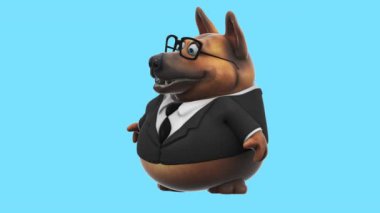 Fun cartoon character dog  businessman     - 3D animation 