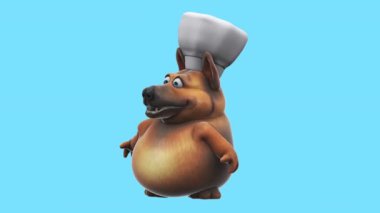 Fun cartoon character dog   chef   - 3D animation 