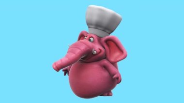 elephant, Fun cartoon character  chef   - 3D animation 