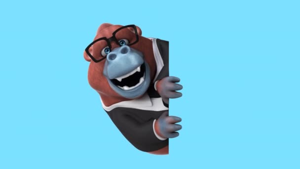 Fun Orangutan Zakenman Karakter Animatie — Stockvideo