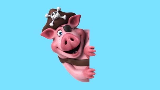 Funny Cartoon Character Pig Pirate Animation — Vídeo de Stock