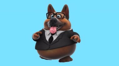 Fun cartoon character german shepherd  dancing    - 3D animation 