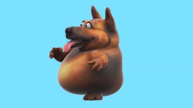 Fun cartoon character german shepherd  dancing    - 3D animation 