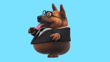 Fun cartoon character german shepherd  dancing    - 3D animation 