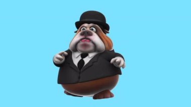 Fun cartoon character bulldog  dancing    - 3D animation 