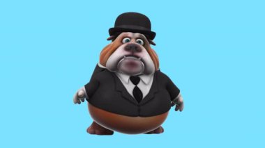Fun cartoon character bulldog    talking     - 3D animation 