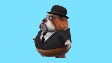 Fun cartoon character bulldog    talking     - 3D animation 