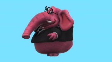 elephant businessman dancing, Fun cartoon character   - 3D animation 