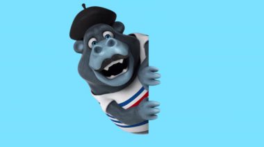 Fun french gorilla  character    - 3D Illustration