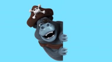 Fun gorilla  character pirate - 3D Illustration