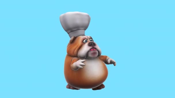 Fun Cartoon Character Dog Chef Dancing Animation — ストック動画