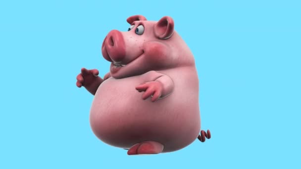面白い漫画のキャラクター豚のダンス 3Dアニメーション — ストック動画