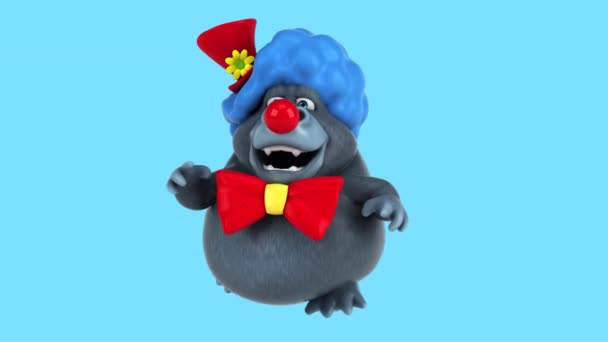 Divertido Payaso Gorila Personaje Bailando Ilustración — Vídeo de stock