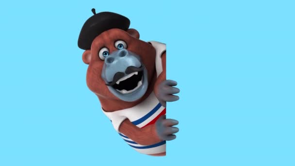 Fun French Orangutan Character Animation — Stock Video