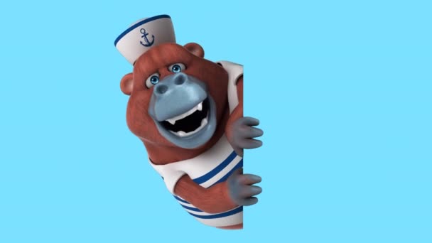 Fun Orangutan Character Sailor Animation — Stock Video