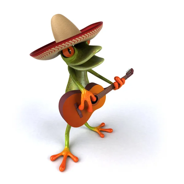 Fun frog  with guitar - 3D Illustration