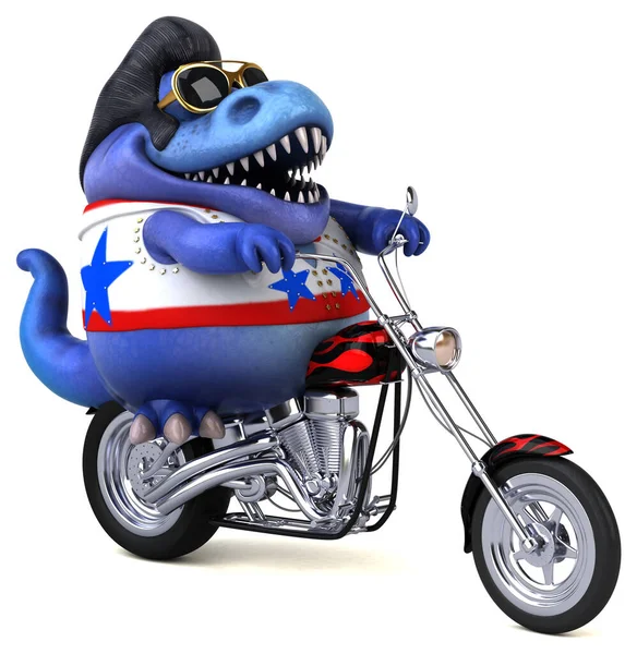 Fun Cartoon Illustration Trex Rocker Motorbike — Zdjęcie stockowe