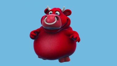 Komik çizgi film karakteri boğa dansı - 3 boyutlu animasyon 