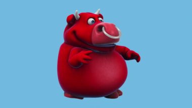 Komik çizgi film karakteri boğa dansı - 3 boyutlu animasyon 