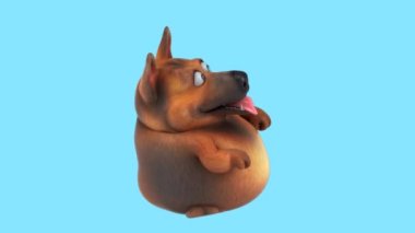 Fun cartoon character german shepherd  dancing    - 3D animation 