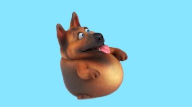 Fun cartoon character german shepherd  dancing    - 3D animation 