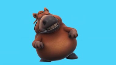 Komik kahverengi çizgi film karakteri at dansı - 3 boyutlu animasyon 