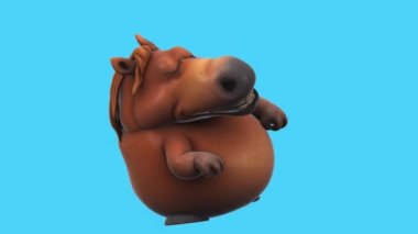 Komik kahverengi çizgi film karakteri at dansı - 3 boyutlu animasyon 