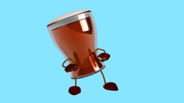 Bailando Personaje Dibujos Animados Cerveza — Vídeo de stock