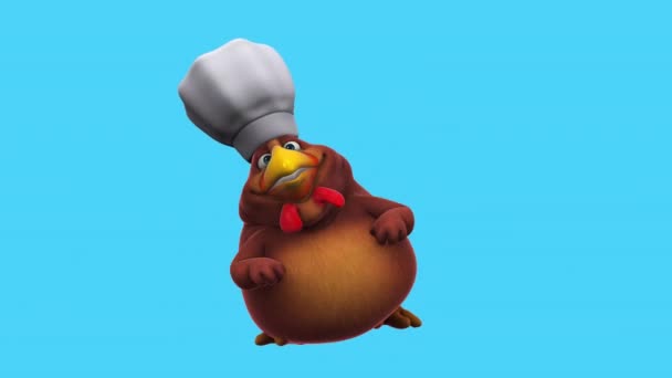 Kip Grappig Cartoon Karakter Chef Kok Animatie — Stockvideo